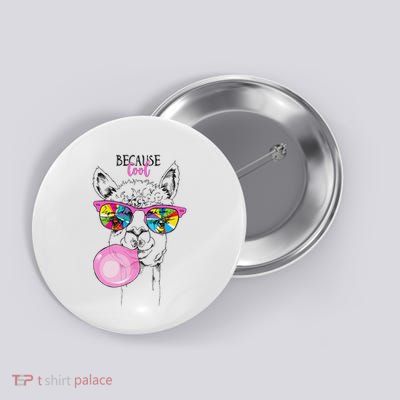 Funny Llama In A Rainbow Glasses Button