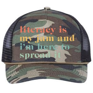 Funny Literacy Is My Jam And IM Here To Spread It Retro Rope Trucker Hat Cap