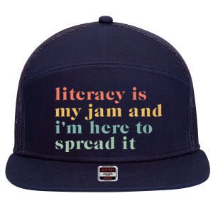 Funny Literacy Is My Jam And IM Here To Spread It 7 Panel Mesh Trucker Snapback Hat