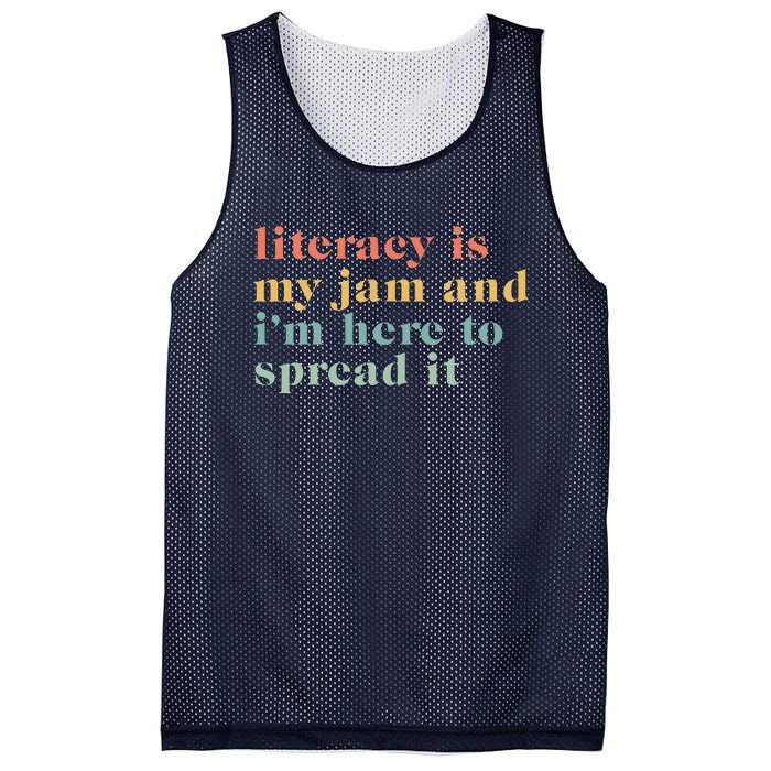 Funny Literacy Is My Jam And IM Here To Spread It Mesh Reversible Basketball Jersey Tank