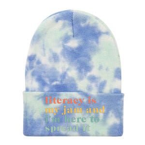 Funny Literacy Is My Jam And IM Here To Spread It Tie Dye 12in Knit Beanie