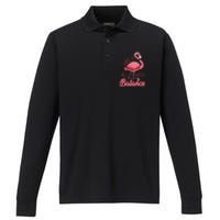 Flamingo Life Is All About Balance Cute Flamingo Performance Long Sleeve Polo