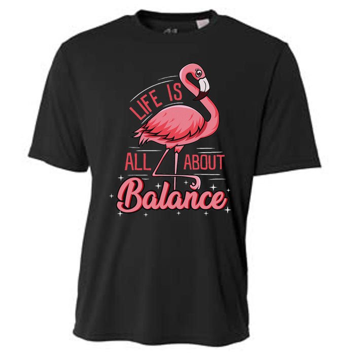 Flamingo Life Is All About Balance Cute Flamingo Cooling Performance Crew T-Shirt