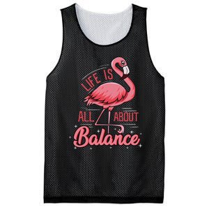 Flamingo Life Is All About Balance Cute Flamingo Mesh Reversible Basketball Jersey Tank