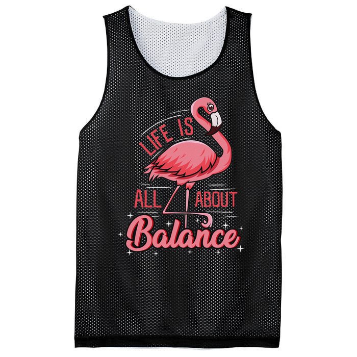 Flamingo Life Is All About Balance Cute Flamingo Mesh Reversible Basketball Jersey Tank