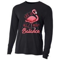 Flamingo Life Is All About Balance Cute Flamingo Cooling Performance Long Sleeve Crew