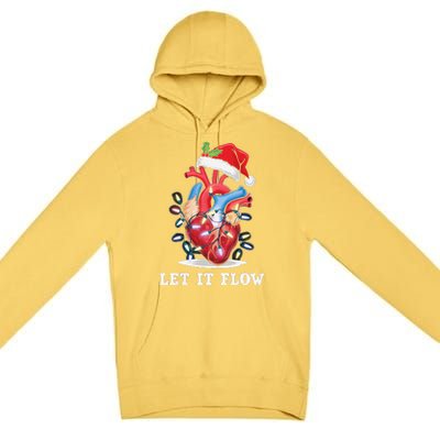 Funny Let It Flow Anatomy Heart Cardiac Nurse Santa Hat Xmas Premium Pullover Hoodie