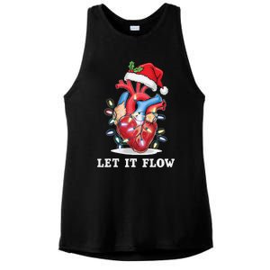 Funny Let It Flow Anatomy Heart Cardiac Nurse Santa Hat Xmas Ladies PosiCharge Tri-Blend Wicking Tank