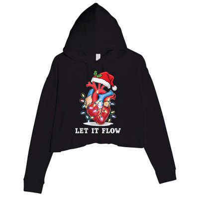 Funny Let It Flow Anatomy Heart Cardiac Nurse Santa Hat Xmas Crop Fleece Hoodie