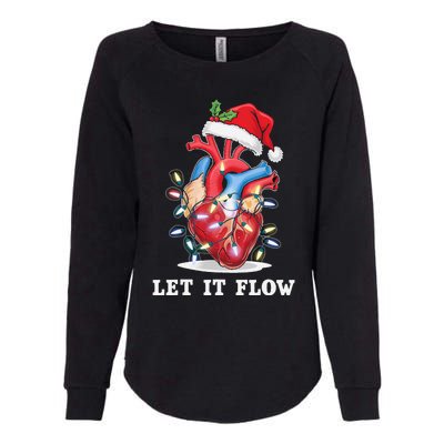 Funny Let It Flow Anatomy Heart Cardiac Nurse Santa Hat Xmas Womens California Wash Sweatshirt