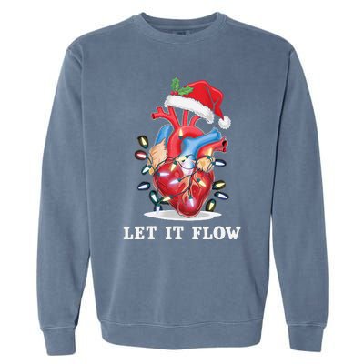 Funny Let It Flow Anatomy Heart Cardiac Nurse Santa Hat Xmas Garment-Dyed Sweatshirt