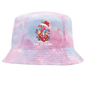 Funny Let It Flow Anatomy Heart Cardiac Nurse Santa Hat Xmas Tie-Dyed Bucket Hat