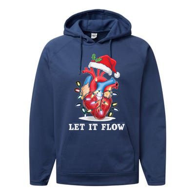 Funny Let It Flow Anatomy Heart Cardiac Nurse Santa Hat Xmas Performance Fleece Hoodie