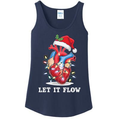 Funny Let It Flow Anatomy Heart Cardiac Nurse Santa Hat Xmas Ladies Essential Tank