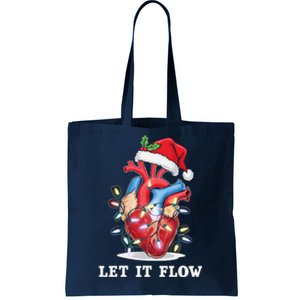 Funny Let It Flow Anatomy Heart Cardiac Nurse Santa Hat Xmas Tote Bag