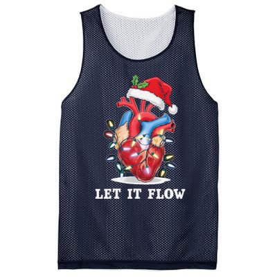 Funny Let It Flow Anatomy Heart Cardiac Nurse Santa Hat Xmas Mesh Reversible Basketball Jersey Tank