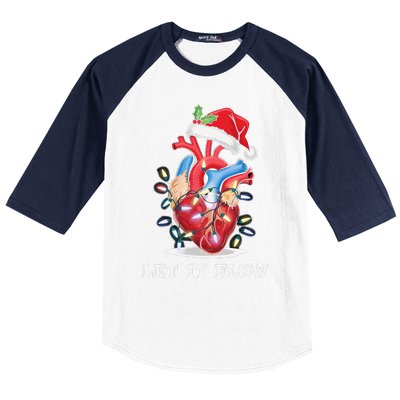 Funny Let It Flow Anatomy Heart Cardiac Nurse Santa Hat Xmas Baseball Sleeve Shirt