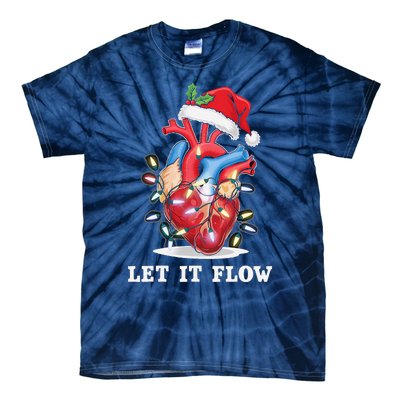 Funny Let It Flow Anatomy Heart Cardiac Nurse Santa Hat Xmas Tie-Dye T-Shirt