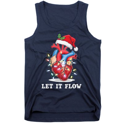 Funny Let It Flow Anatomy Heart Cardiac Nurse Santa Hat Xmas Tank Top