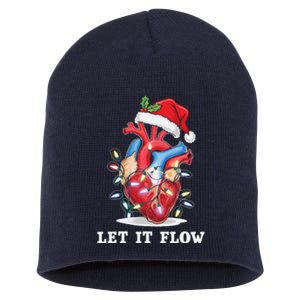 Funny Let It Flow Anatomy Heart Cardiac Nurse Santa Hat Xmas Short Acrylic Beanie