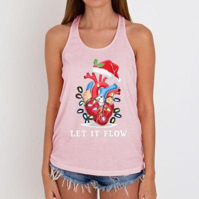 Funny Let It Flow Anatomy Heart Cardiac Nurse Santa Hat Xmas Women's Knotted Racerback Tank