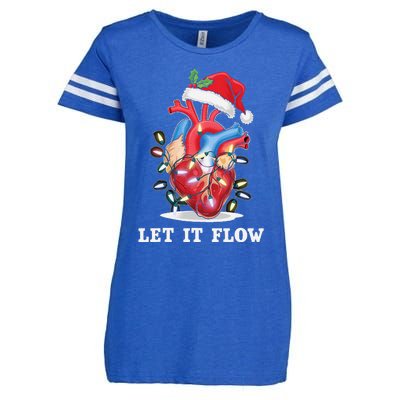 Funny Let It Flow Anatomy Heart Cardiac Nurse Santa Hat Xmas Enza Ladies Jersey Football T-Shirt