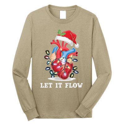 Funny Let It Flow Anatomy Heart Cardiac Nurse Santa Hat Xmas Long Sleeve Shirt