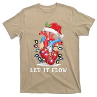 Funny Let It Flow Anatomy Heart Cardiac Nurse Santa Hat Xmas T-Shirt