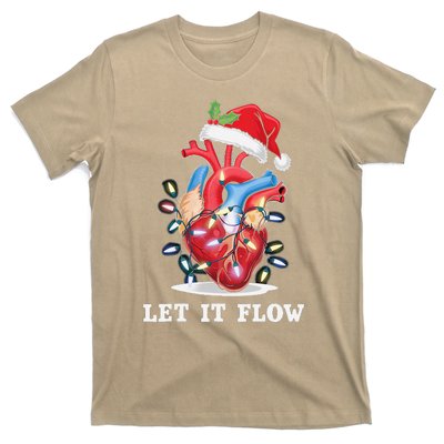 Funny Let It Flow Anatomy Heart Cardiac Nurse Santa Hat Xmas T-Shirt