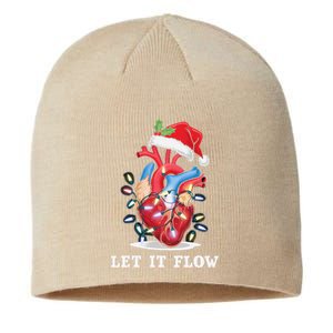 Funny Let It Flow Anatomy Heart Cardiac Nurse Santa Hat Xmas Sustainable Beanie