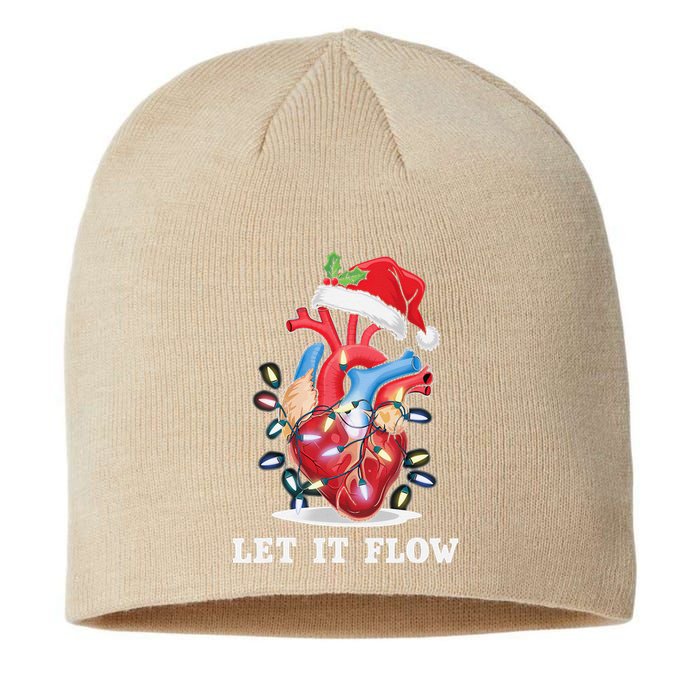 Funny Let It Flow Anatomy Heart Cardiac Nurse Santa Hat Xmas Sustainable Beanie