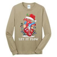 Funny Let It Flow Anatomy Heart Cardiac Nurse Santa Hat Xmas Tall Long Sleeve T-Shirt