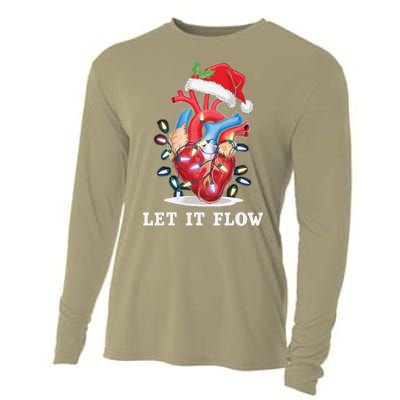 Funny Let It Flow Anatomy Heart Cardiac Nurse Santa Hat Xmas Cooling Performance Long Sleeve Crew