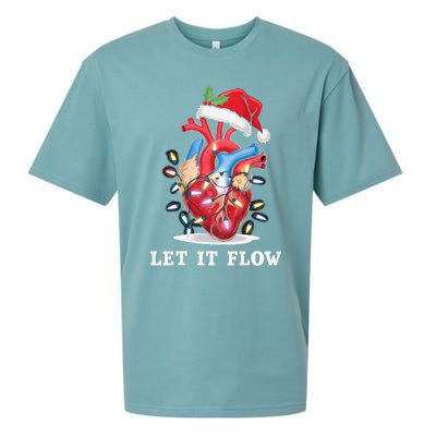 Funny Let It Flow Anatomy Heart Cardiac Nurse Santa Hat Xmas Sueded Cloud Jersey T-Shirt