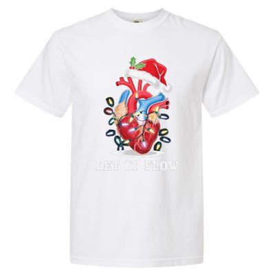 Funny Let It Flow Anatomy Heart Cardiac Nurse Santa Hat Xmas Garment-Dyed Heavyweight T-Shirt