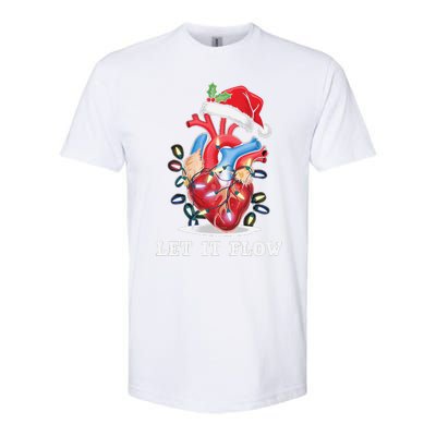 Funny Let It Flow Anatomy Heart Cardiac Nurse Santa Hat Xmas Softstyle CVC T-Shirt