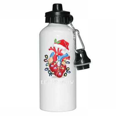 Funny Let It Flow Anatomy Heart Cardiac Nurse Santa Hat Xmas Aluminum Water Bottle