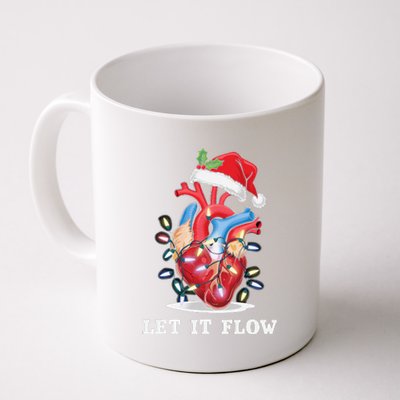 Funny Let It Flow Anatomy Heart Cardiac Nurse Santa Hat Xmas Coffee Mug