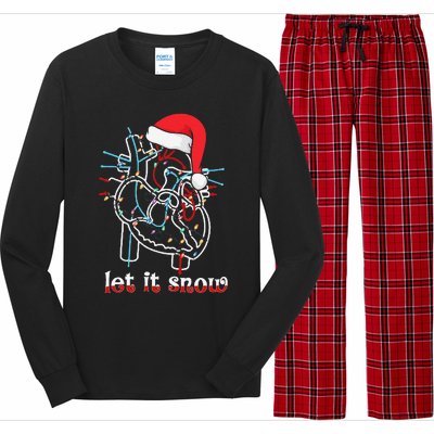 Funny Let It Flow Anatomy Heart Cardiac Nurse Santa Hat Xmas Long Sleeve Pajama Set