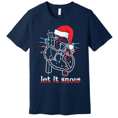 Funny Let It Flow Anatomy Heart Cardiac Nurse Santa Hat Xmas Premium T-Shirt