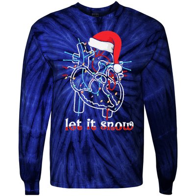 Funny Let It Flow Anatomy Heart Cardiac Nurse Santa Hat Xmas Tie-Dye Long Sleeve Shirt