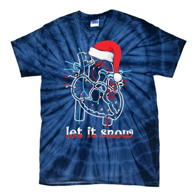 Funny Let It Flow Anatomy Heart Cardiac Nurse Santa Hat Xmas Tie-Dye T-Shirt