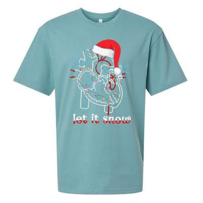 Funny Let It Flow Anatomy Heart Cardiac Nurse Santa Hat Xmas Sueded Cloud Jersey T-Shirt