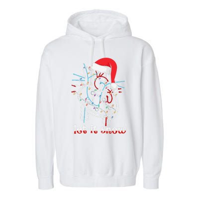 Funny Let It Flow Anatomy Heart Cardiac Nurse Santa Hat Xmas Garment-Dyed Fleece Hoodie