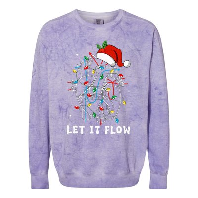 Funny Let It Flow Anatomy Heart Cardiac Nurse Santa Hat Xmas Colorblast Crewneck Sweatshirt