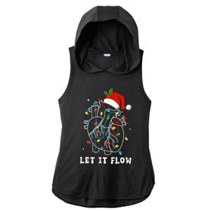 Funny Let It Flow Anatomy Heart Cardiac Nurse Santa Hat Xmas Ladies PosiCharge Tri-Blend Wicking Draft Hoodie Tank