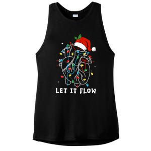 Funny Let It Flow Anatomy Heart Cardiac Nurse Santa Hat Xmas Ladies PosiCharge Tri-Blend Wicking Tank