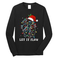 Funny Let It Flow Anatomy Heart Cardiac Nurse Santa Hat Xmas Long Sleeve Shirt