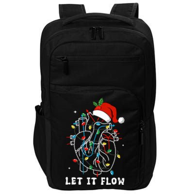 Funny Let It Flow Anatomy Heart Cardiac Nurse Santa Hat Xmas Impact Tech Backpack