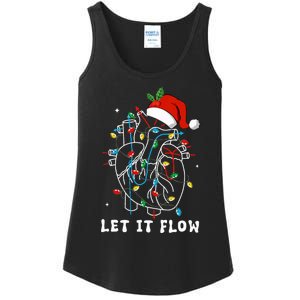 Funny Let It Flow Anatomy Heart Cardiac Nurse Santa Hat Xmas Ladies Essential Tank